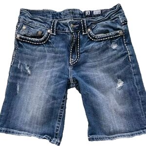 Miss Me Shorts 28 Womens Blue Denim Casual Jeans Boyfriend Bermuda Medium Wash